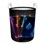Ace Cards Print Round Laundry Basket