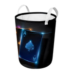 Ace Cards Print Round Laundry Basket