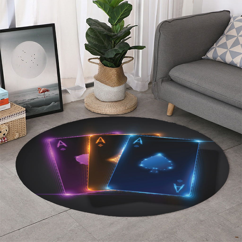 Ace Cards Print Round Rug