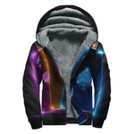 Ace Cards Print Sherpa Lined Zip Up Hoodie