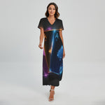 Ace Cards Print Short Sleeve Maxi Dress