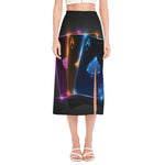 Ace Cards Print Side Slit Midi Skirt
