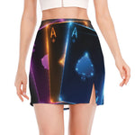 Ace Cards Print Side Slit Mini Skirt