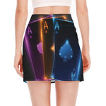 Ace Cards Print Side Slit Mini Skirt