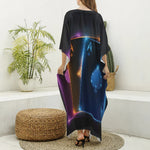Ace Cards Print Silk V-Neck Kaftan Dress