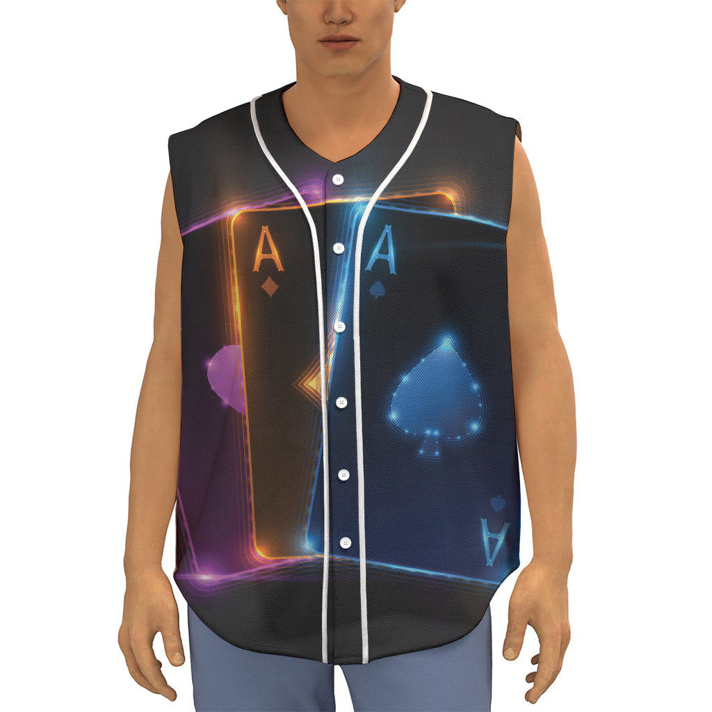 Ace Cards Print Sleeveless Baseball Jersey