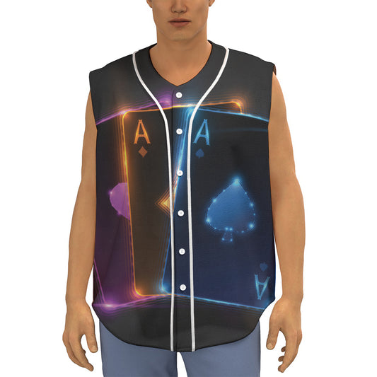 Ace Cards Print Sleeveless Baseball Jersey