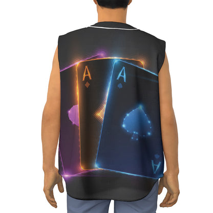 Ace Cards Print Sleeveless Baseball Jersey