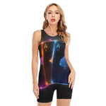 Ace Cards Print Sleeveless One Piece Swimsuit