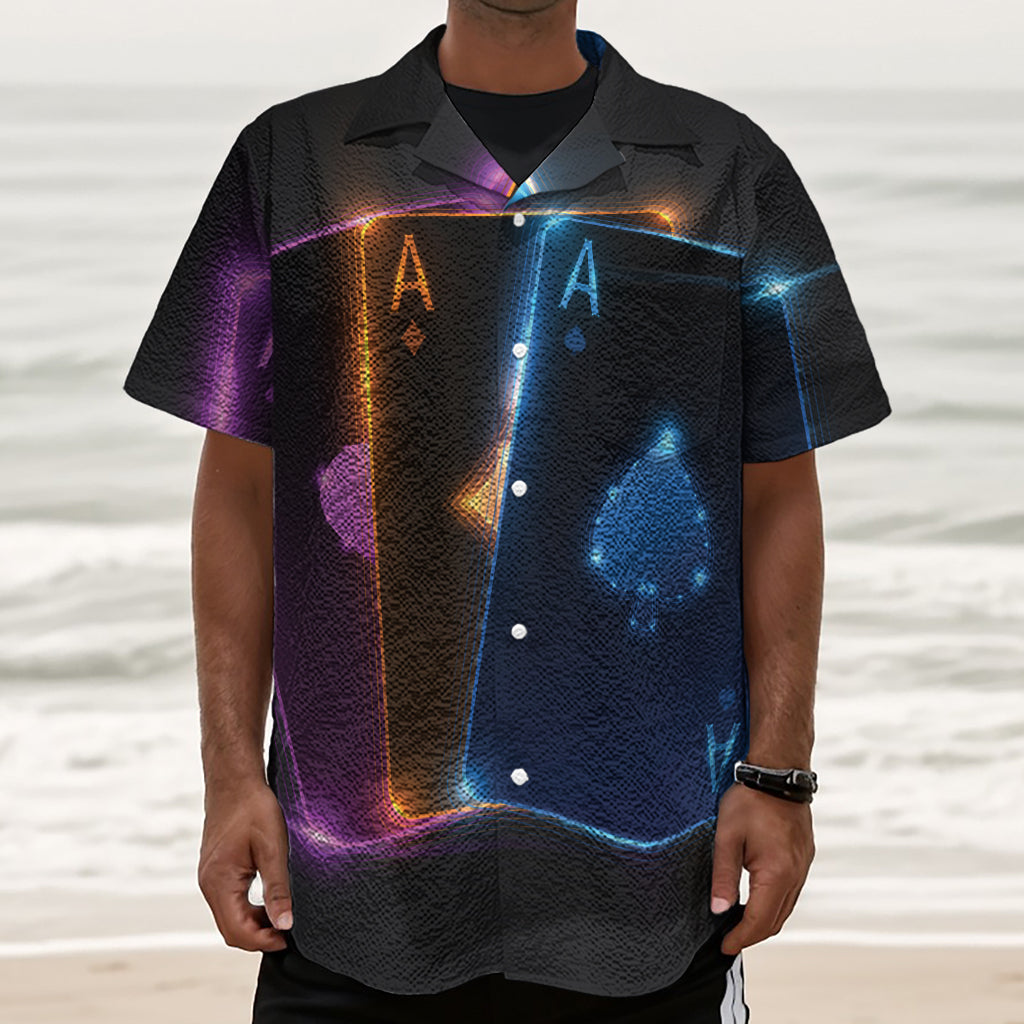 Ace Cards Print Textured Short Sleeve Shirt