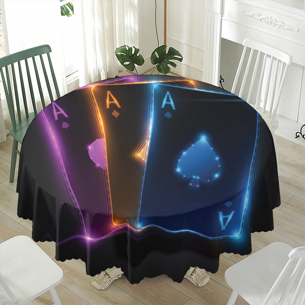 Ace Cards Print Waterproof Round Tablecloth