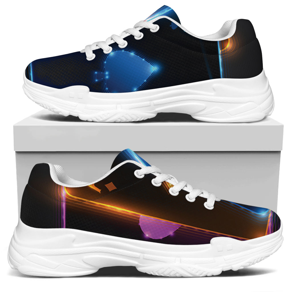 Ace Cards Print White Chunky Shoes