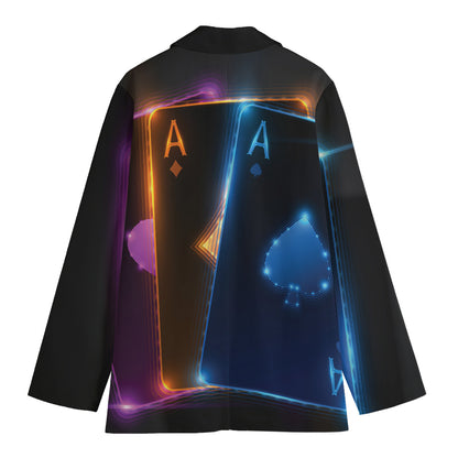 Ace Cards Print Women's Blazer