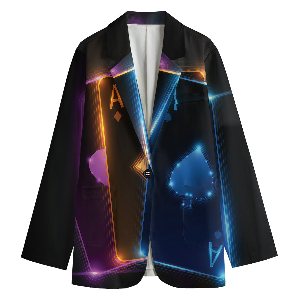 Ace Cards Print Women's Cotton Blazer