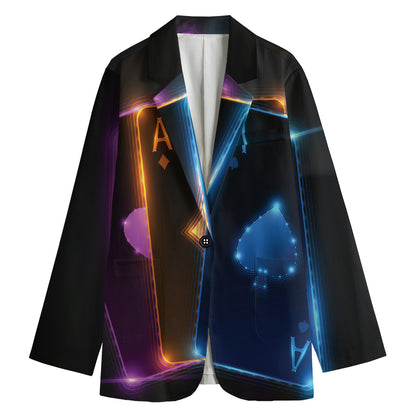 Ace Cards Print Women's Cotton Blazer