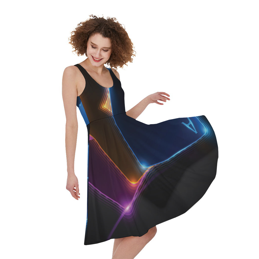 Ace Cards Print Women's Sleeveless Dress