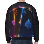 Ace Cards Print Zip Sleeve Bomber Jacket