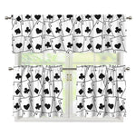 Ace Playing Cards Pattern Print 3 Piece Kitchen Curtains