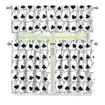 Ace Playing Cards Pattern Print 3 Piece Kitchen Curtains