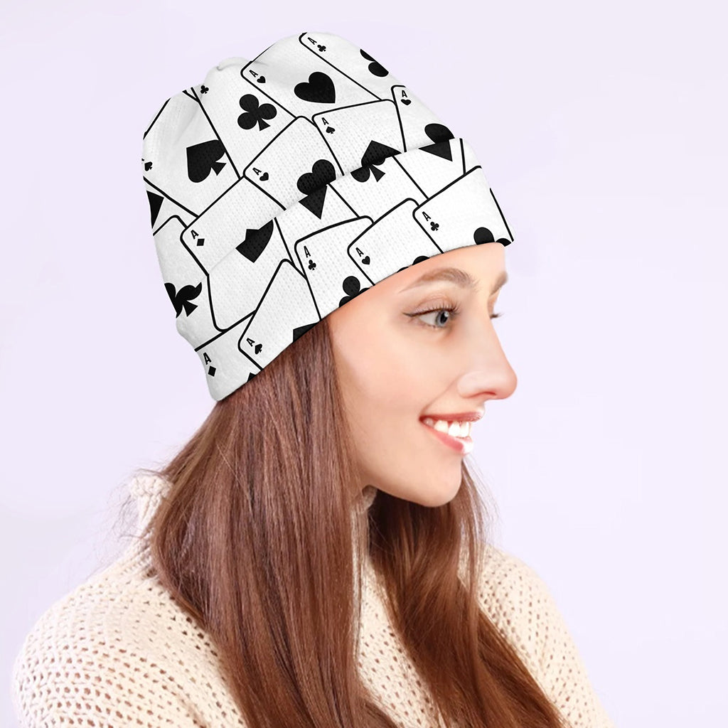 Ace Playing Cards Pattern Print Beanie