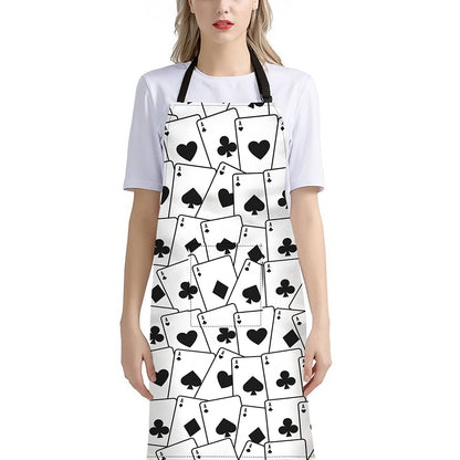 Ace Playing Cards Pattern Print Bib Apron With Pocket