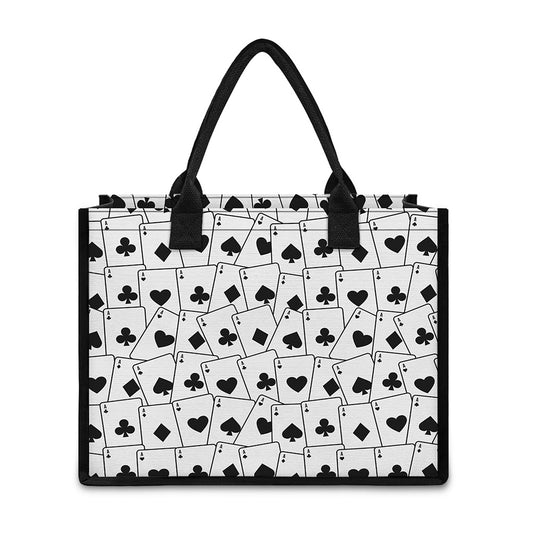 Ace Playing Cards Pattern Print Canvas Tote Bag