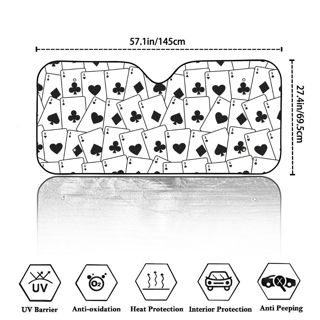 Ace Playing Cards Pattern Print Car Windshield Sun Shade