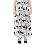 Ace Playing Cards Pattern Print Chiffon Maxi Skirt