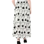 Ace Playing Cards Pattern Print Chiffon Maxi Skirt