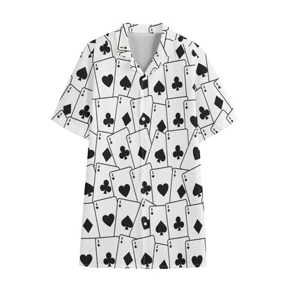 Ace Playing Cards Pattern Print Cotton Hawaiian Shirt