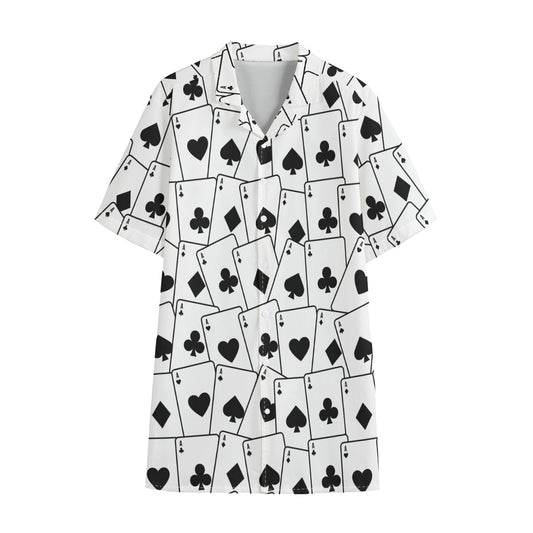 Ace Playing Cards Pattern Print Cotton Hawaiian Shirt