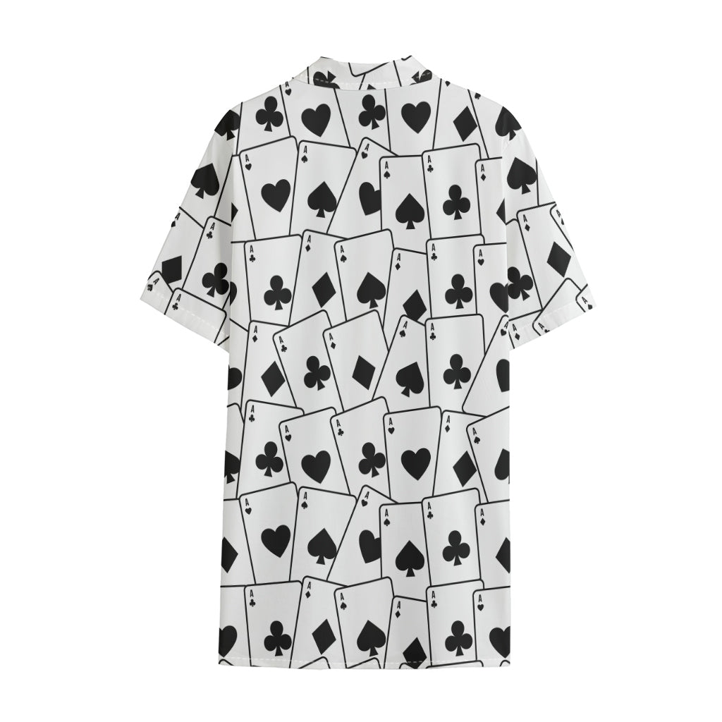 Ace Playing Cards Pattern Print Cotton Hawaiian Shirt