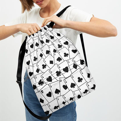 Ace Playing Cards Pattern Print Drawstring Backpack
