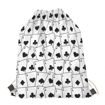 Ace Playing Cards Pattern Print Drawstring Bag