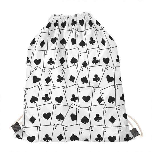 Ace Playing Cards Pattern Print Drawstring Bag