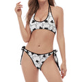 Ace Playing Cards Pattern Print Halter Scoop Tie Side Bikini