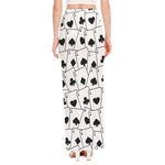 Ace Playing Cards Pattern Print High Slit Maxi Skirt