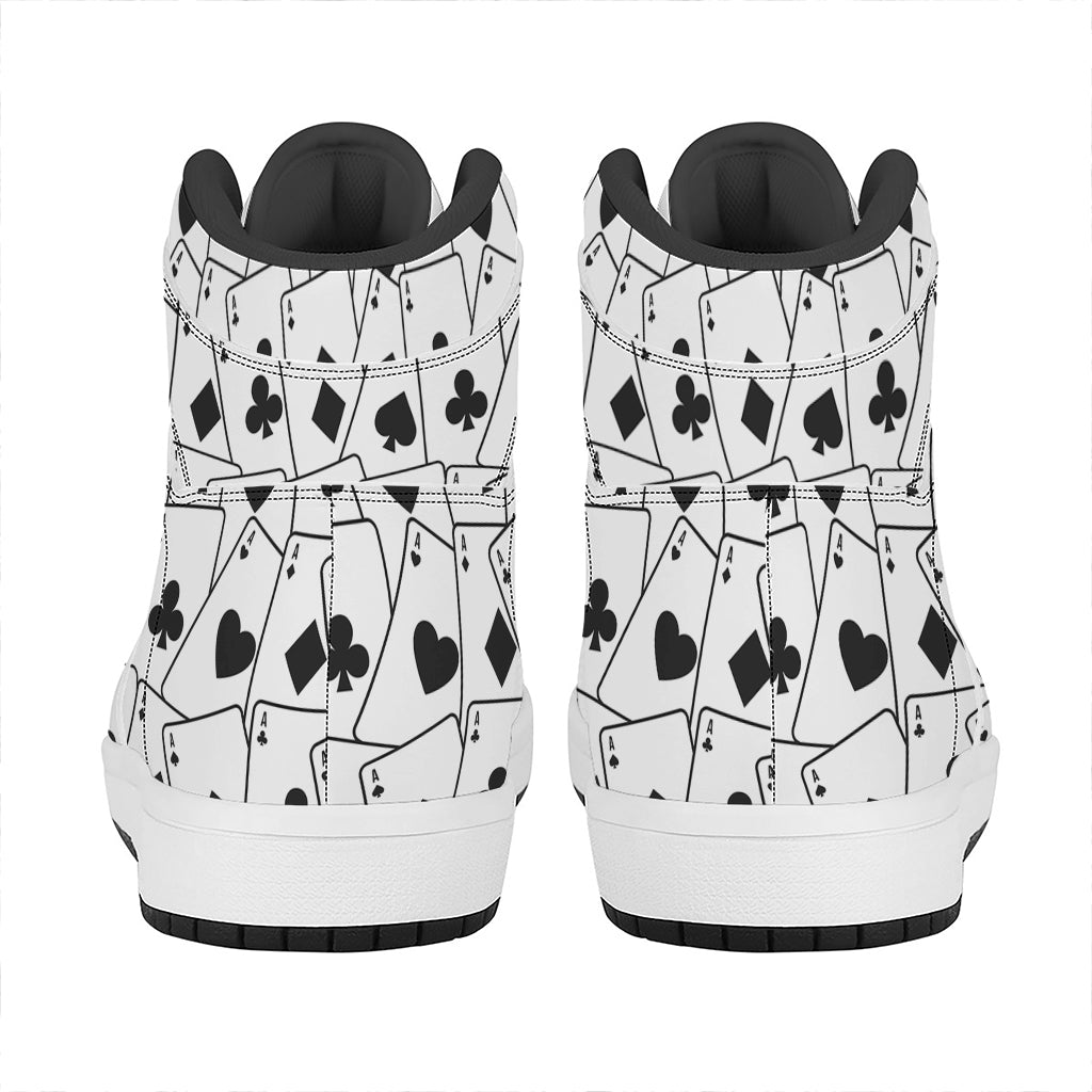 Ace Playing Cards Pattern Print High Top Leather Sneakers