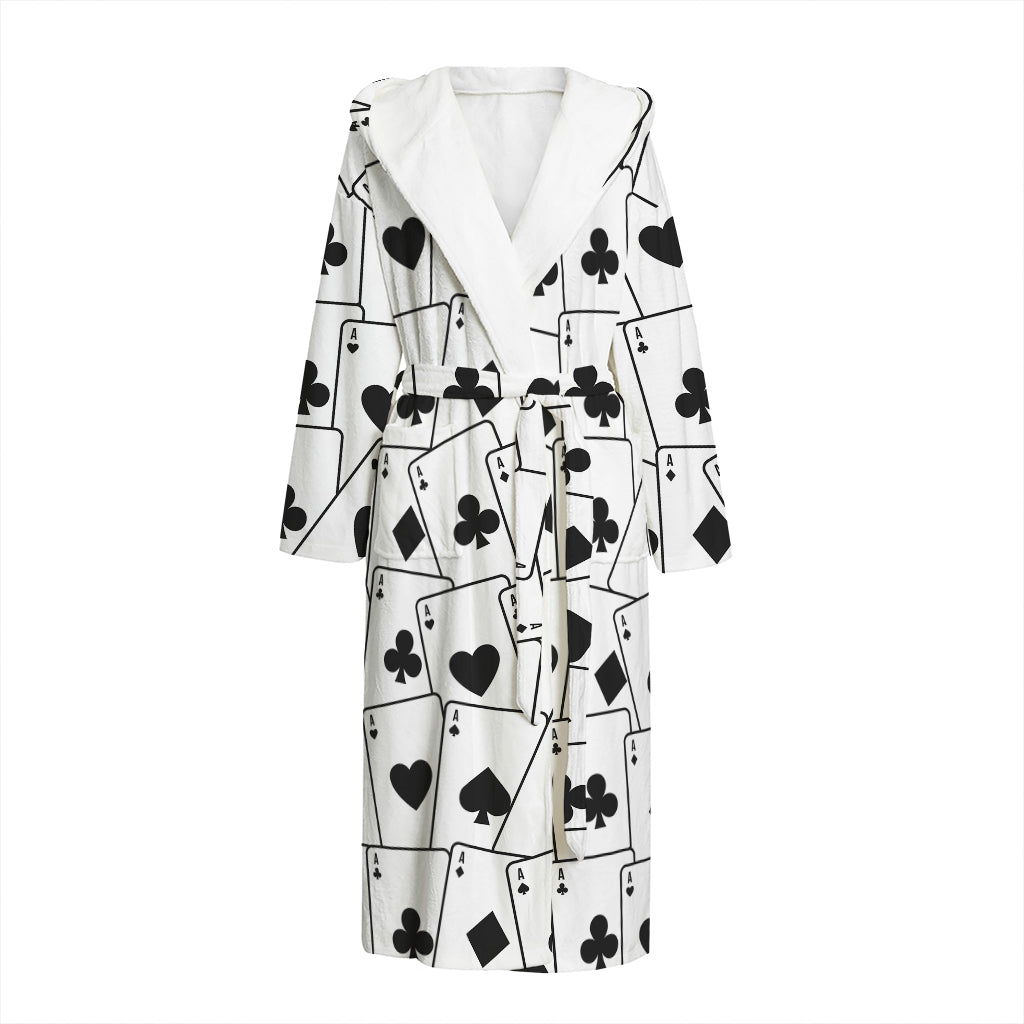 Ace Playing Cards Pattern Print Hooded Bathrobe