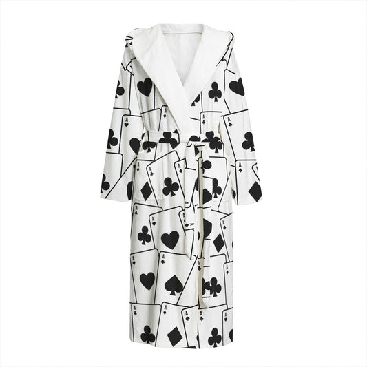 Ace Playing Cards Pattern Print Hooded Bathrobe