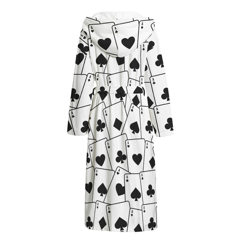 Ace Playing Cards Pattern Print Hooded Bathrobe