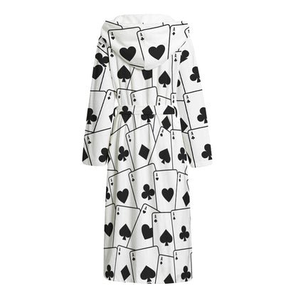 Ace Playing Cards Pattern Print Hooded Bathrobe