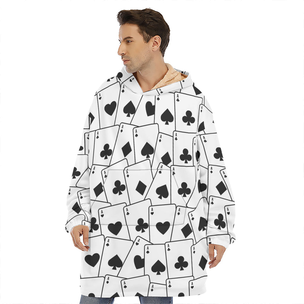 Ace Playing Cards Pattern Print Hoodie Blanket