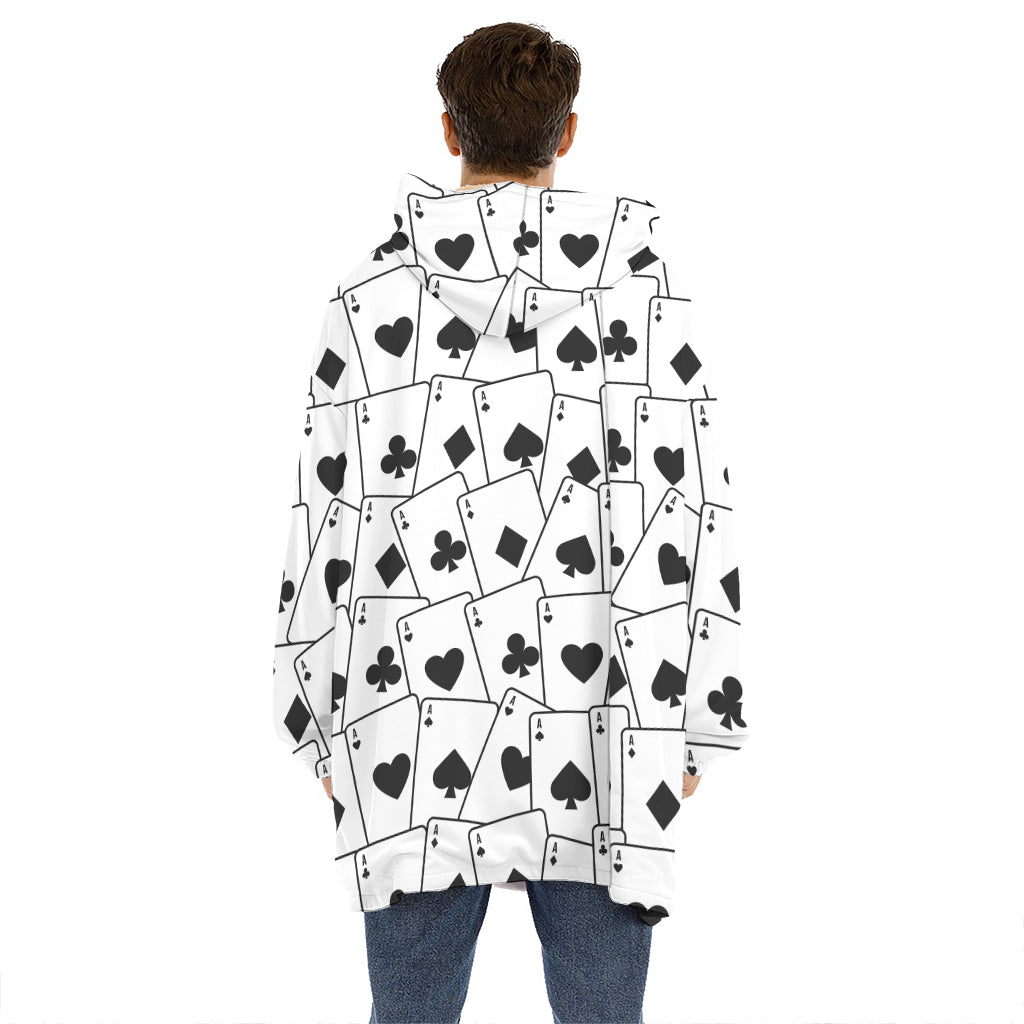 Ace Playing Cards Pattern Print Hoodie Blanket