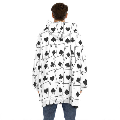 Ace Playing Cards Pattern Print Hoodie Blanket
