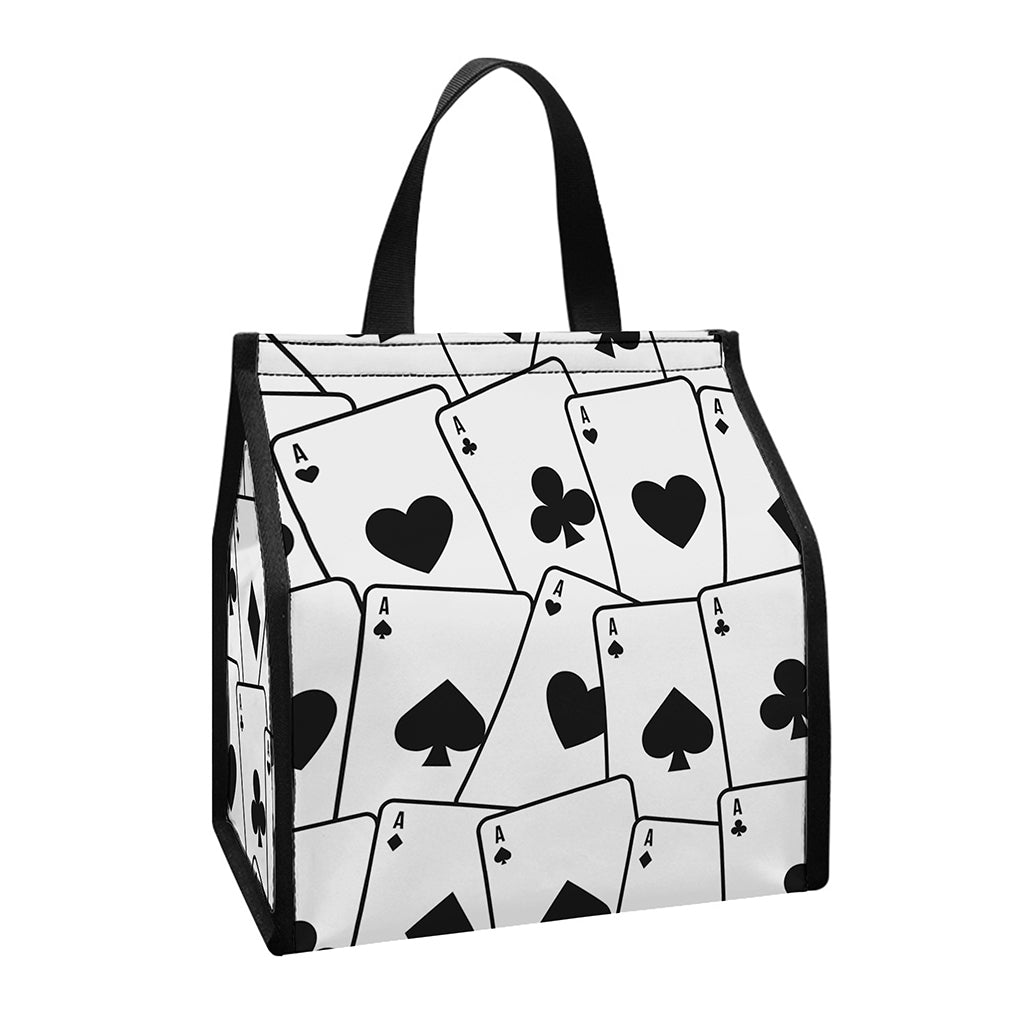 Ace Playing Cards Pattern Print Insulated Lunch Tote