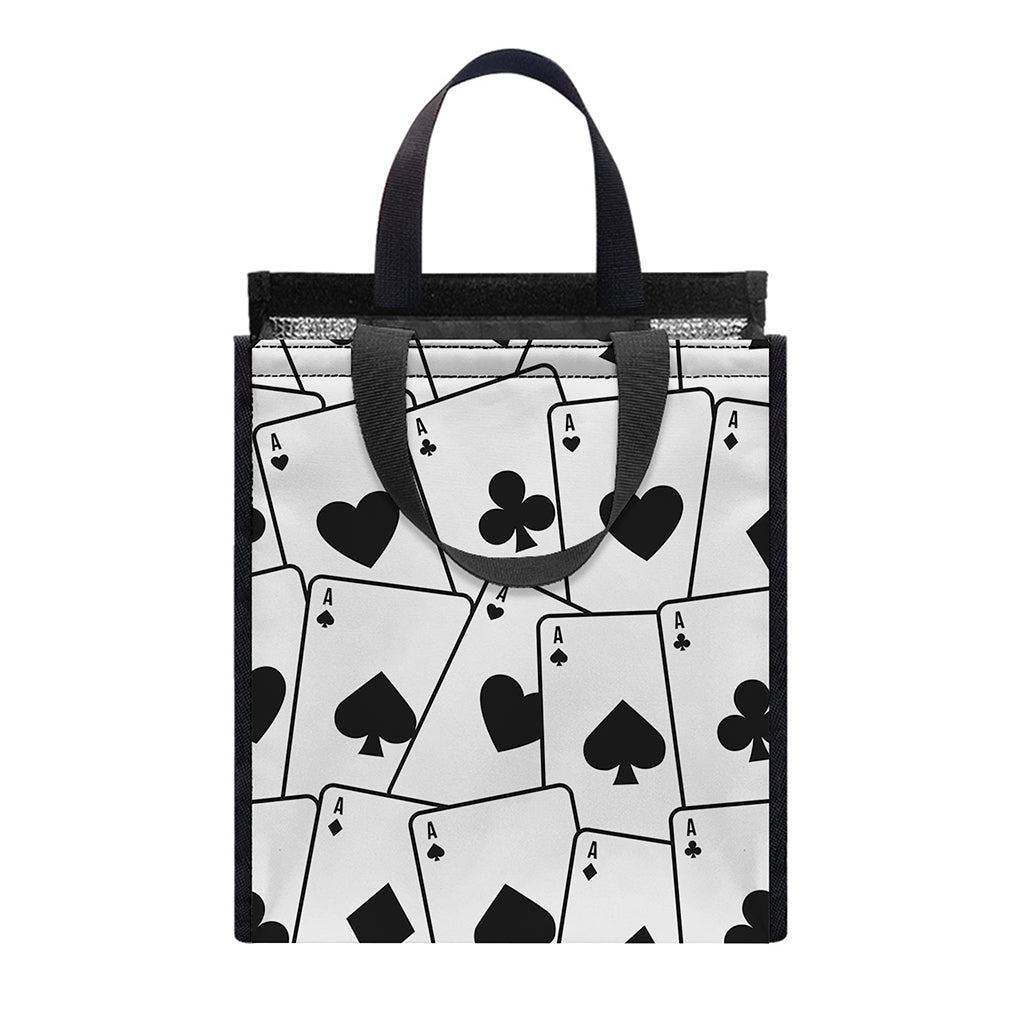 Ace Playing Cards Pattern Print Insulated Lunch Tote