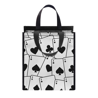 Ace Playing Cards Pattern Print Insulated Lunch Tote