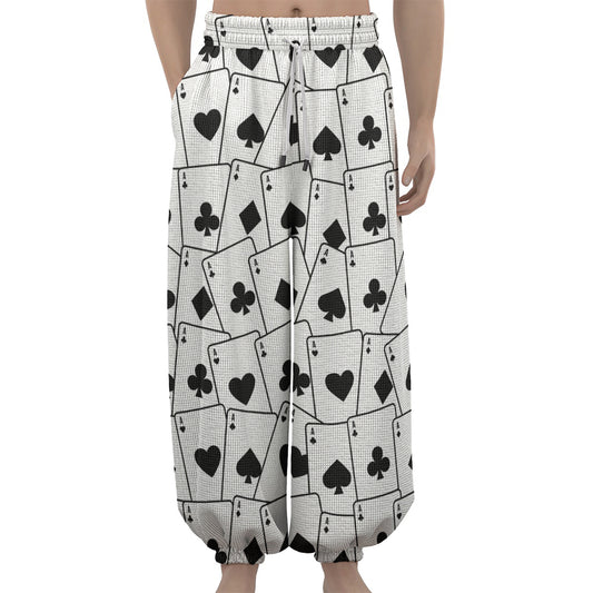 Ace Playing Cards Pattern Print Lantern Pants