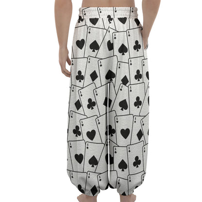 Ace Playing Cards Pattern Print Lantern Pants